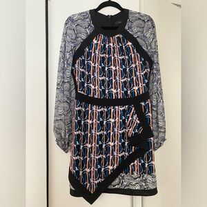 BCBGMaxAzria Size 6 Mini Dress. Black Blue and Orange. Tallulah Dress